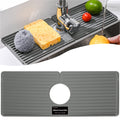 Silicone Kitchen Sink Faucet Mat | Quick-Dry Splash Guard & Countertop Protector Gray