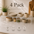 4-Pack Expandable Cabinet Shelf Organizers | Adjustable Kitchen Storage Risers