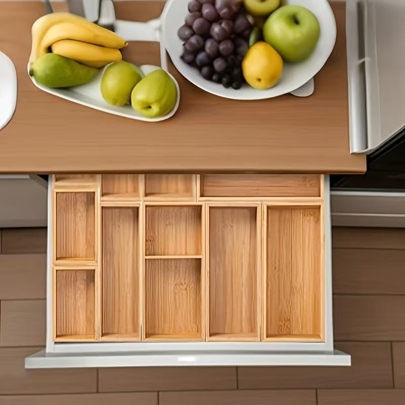 5-Piece Bamboo Drawer Organizer Set | Modular Vanity & Home Storage