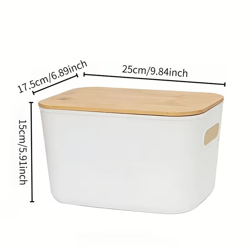 4-Piece Storage Bin Set with Bamboo Lids | Stackable Home Organizers