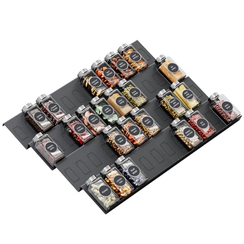 Expandable Spice Drawer Organizer | 8-Tier Adjustable Kitchen Spice Rack Insert